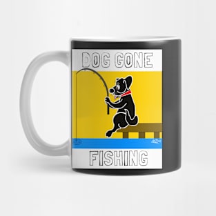 DOG GONE FISHING BLACK LAB CARTOON Mug